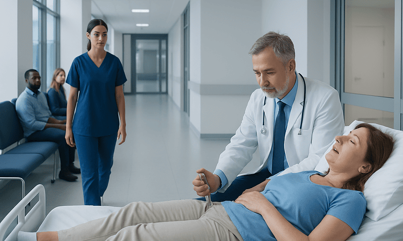 Anaphylaxis Treatment: How It Works, Results and What to Expect 15 Doctor administering treatment to a patient in a hospital bed.
