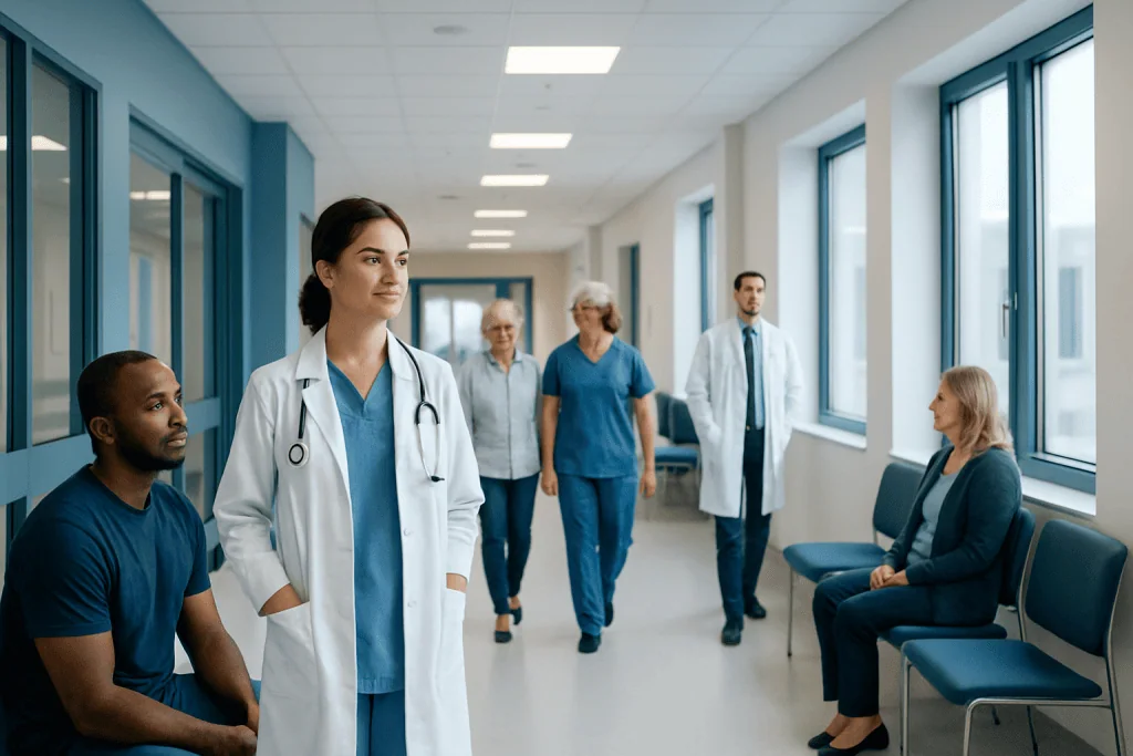 Are Banana Chips Good for You? Causes, Explanations, and Next Steps 1 Healthcare professionals and patients in a hospital corridor at Acibadem Hospitals Group.