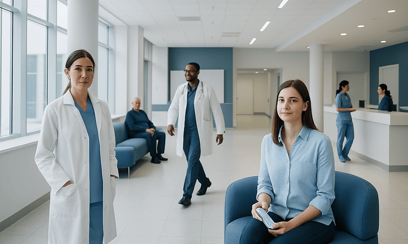 Aspartame Free Gum — Explained by Medical Evidence, Not Myths 6 Medical staff and patients in a modern hospital lobby.