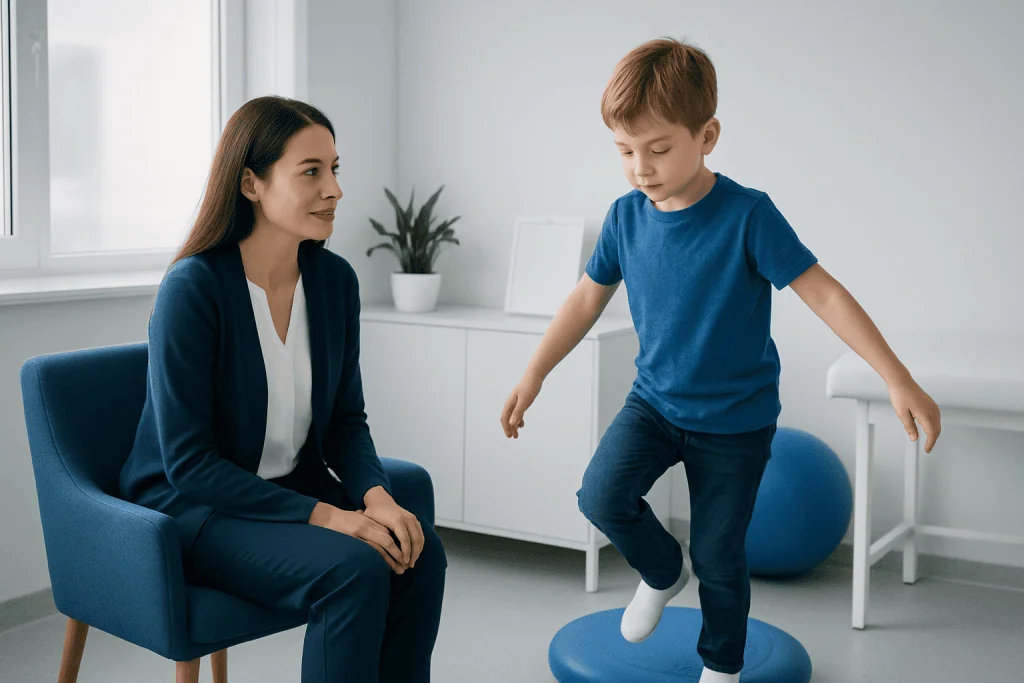 Assessment and a Typical Therapy Session — balance therapy for kids