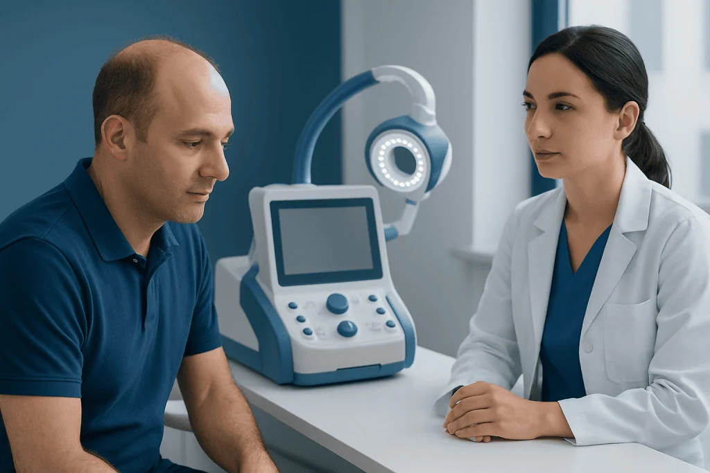Medical consultation at Acibadem Hospital with advanced equipment.