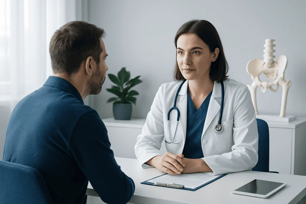 Doctor consulting with patient in a medical office at Acibadem Hospitals Group.
