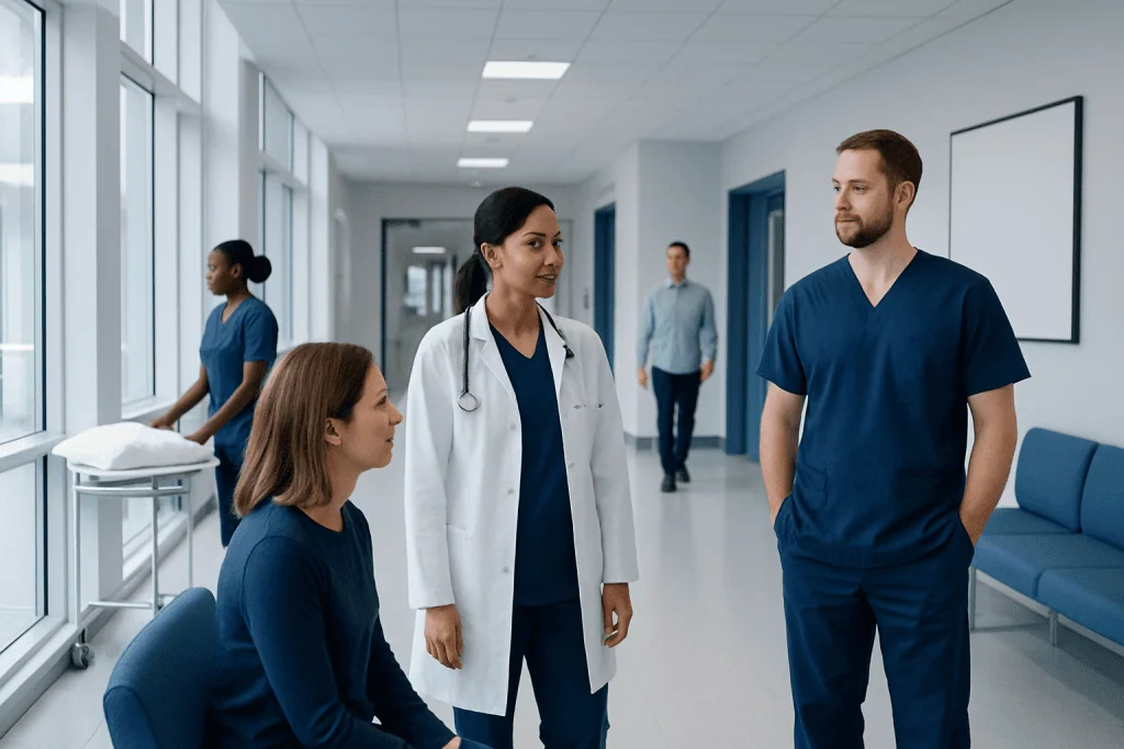 Astrocytoma Treatment: How It Works, Results and What to Expect 1 Medical team discussing patient care in hospital corridor.