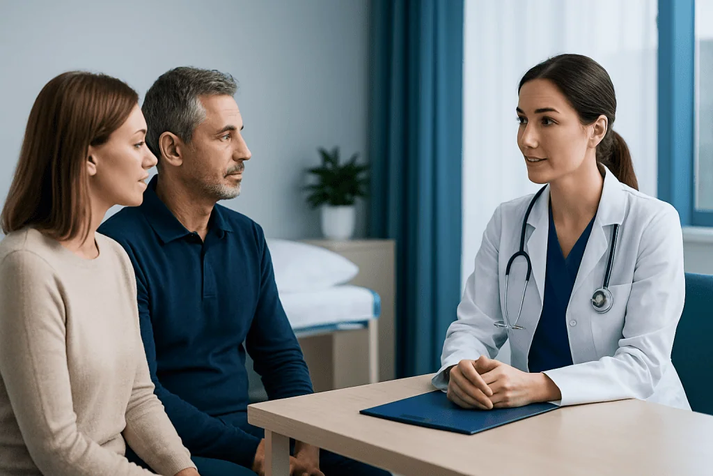 At hospital check-in and pre-procedure preparation — companion procedure day Turkey