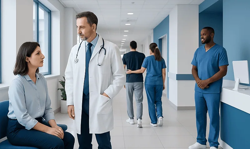 Medical consultation at Acibadem Hospital with healthcare professionals.