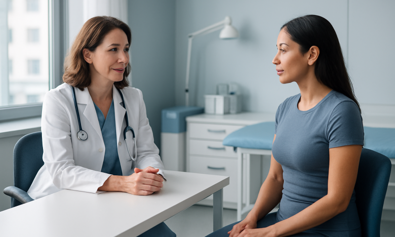 Doctor consulting with patient in a medical office at Acibadem Hospitals Group.