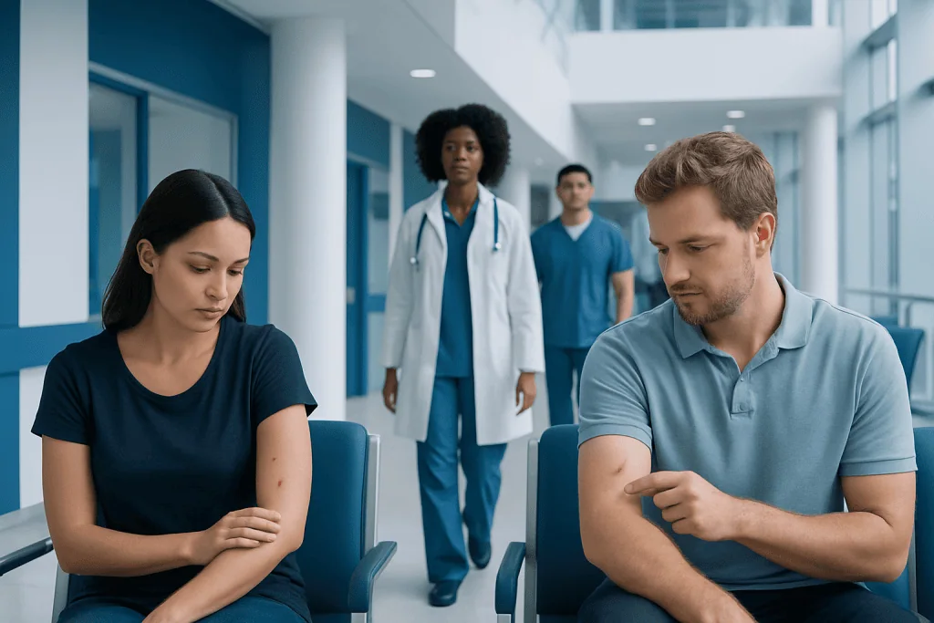 Bed Bug Bites vs Mosquito Bites: Key Differences and How Doctors Tell Them Apart 1 Patients with insect bites in a hospital waiting area.
