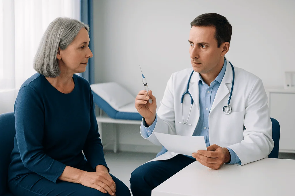 Before the injection: assessment and safety checks — triamcinolone acetonide injection