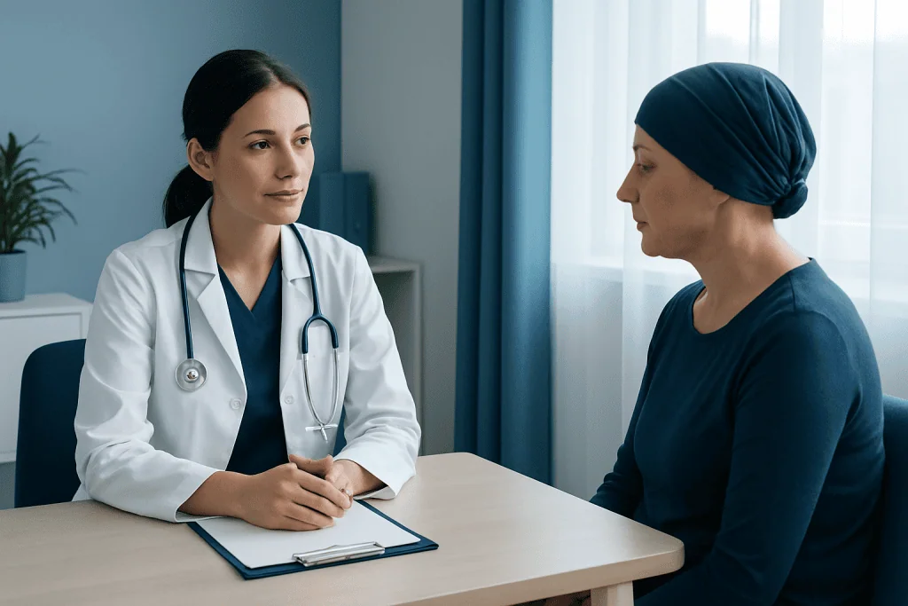 Doctor consulting with a patient in a medical office.