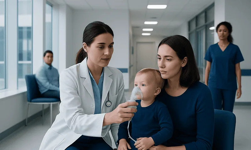 Bronchiolitis Therapy: How It Works, Results and What to Expect 4 Pediatric patient receiving oxygen therapy in hospital setting.