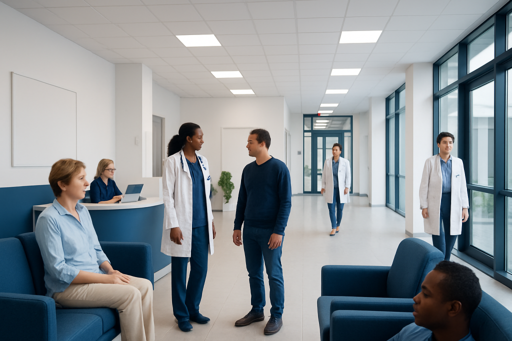 Can You Eat? A Doctor-Reviewed Answer 1 Hospital waiting area with medical staff and patients at Acibadem Hospitals Group.
