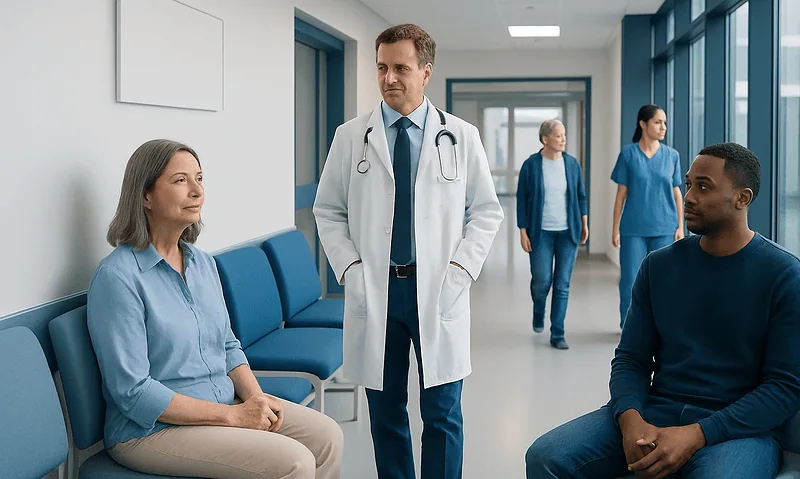 Cancer screening Before & After: What Realistic Results Look Like 10 Doctor consulting with female patient in hospital corridor.