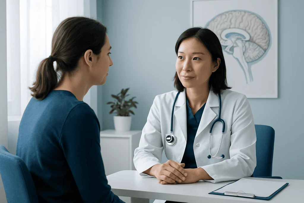 Doctor consulting with a patient in a medical office.