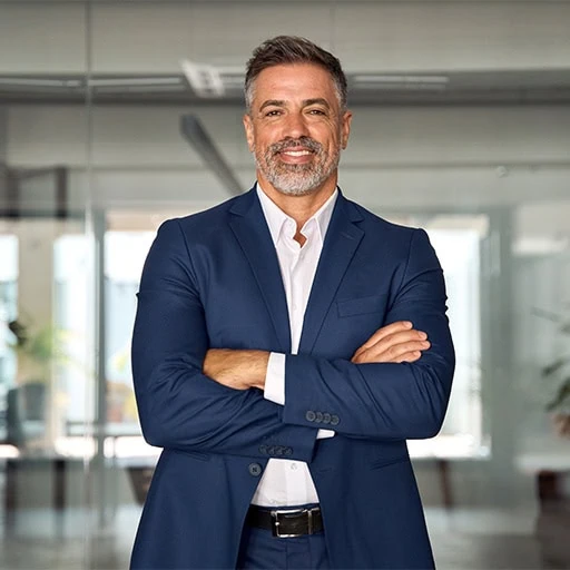 A man in business dress in a modern office — illustration for Acibadem's men's health check-up programmes