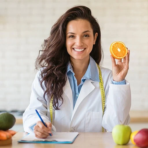 Fresh food and a measuring tape — illustration for Acibadem's nutrition and diet programmes