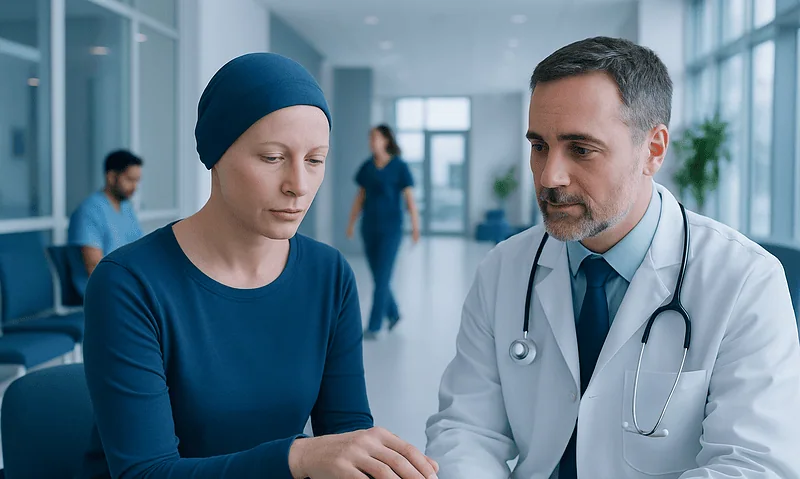 Chemotherapy Nail Changes: How It Works, Results and What to Expect 9 Doctor examining patient's hand in a hospital setting.