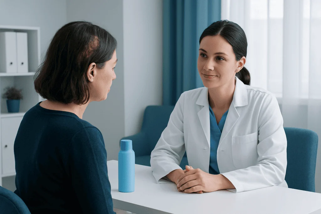 Doctor consulting with a patient in a medical office setting.