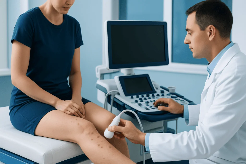 Common patterns and accompanying symptoms — dark spots on legs