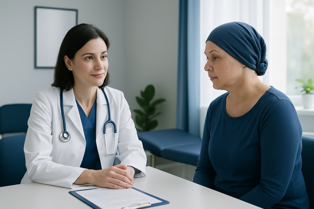 Doctor consulting with a patient in a medical office.