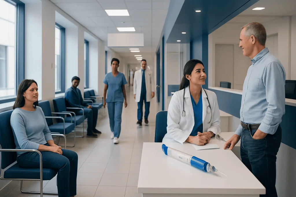 Does Insulin Have to Be Refrigerated? Causes, Explanations, and Next Steps 1 Hospital reception area with medical staff and patients.