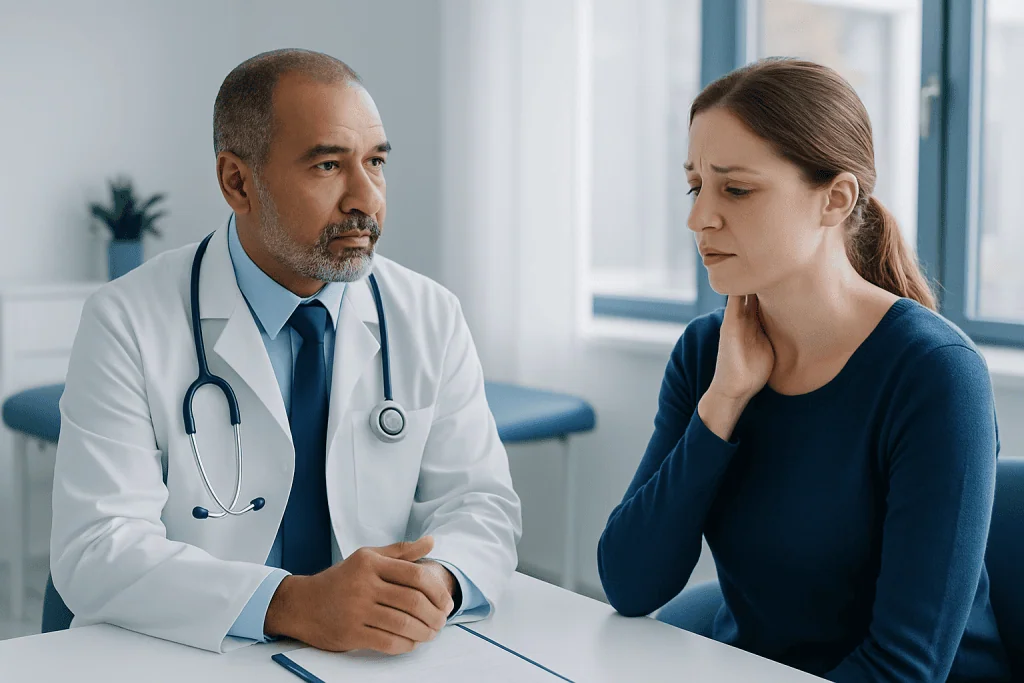 Doctor consulting with a patient about respiratory health issues.