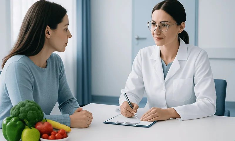 Doctor consulting with a patient about healthy foods high in vitamin K.