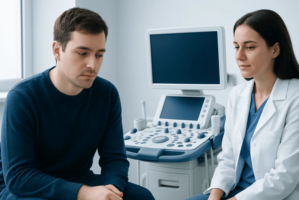 Doctor and patient in a medical consultation room at Acibadem Hospitals Group.