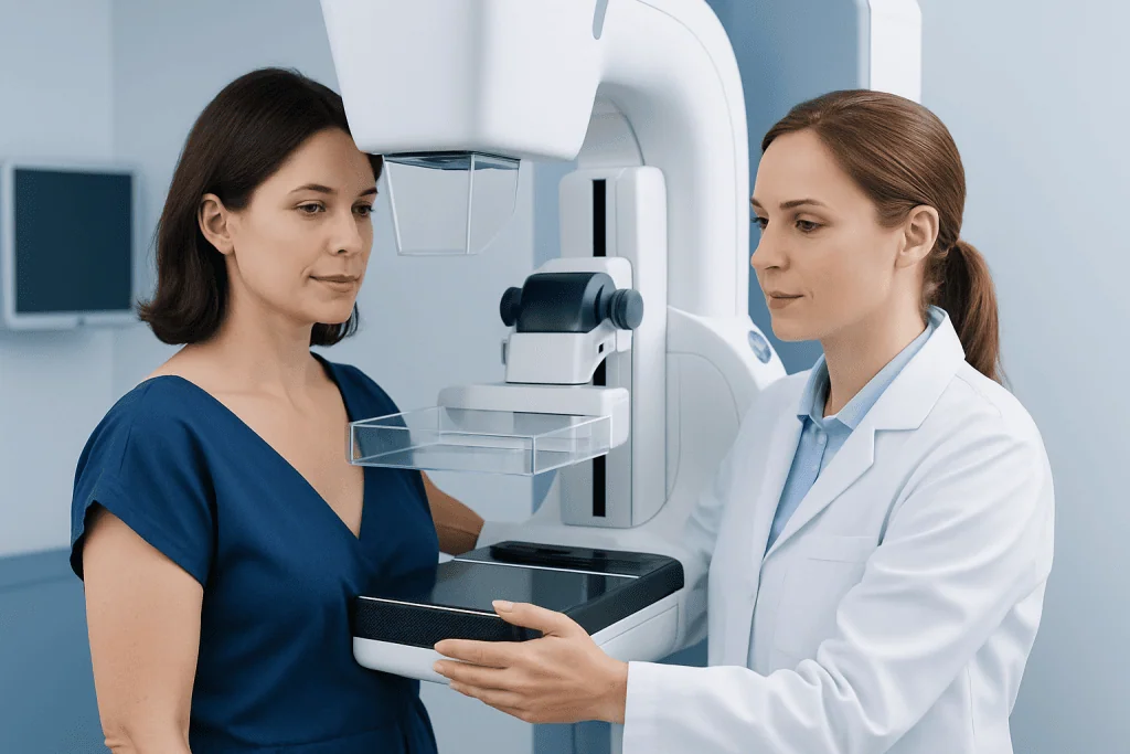 Breast cancer screening with mammogram at Acibadem Hospital.