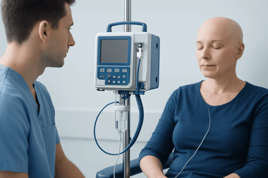 Patient undergoing medical treatment with monitoring equipment at Acibadem Hospitals.