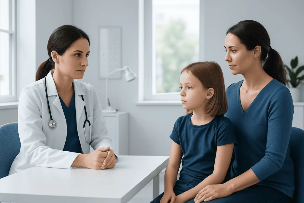 Pediatric eye consultation at Acibadem Hospital for esotropia assessment.