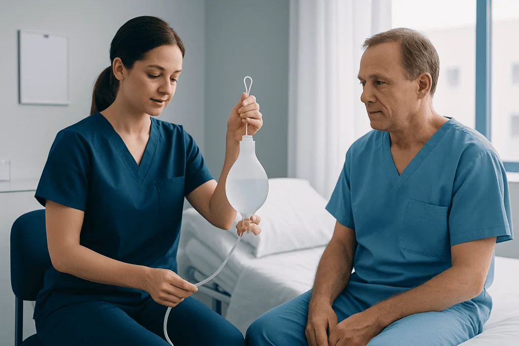 How is an enema procedure performed in a hospital? — hospital enema procedure
