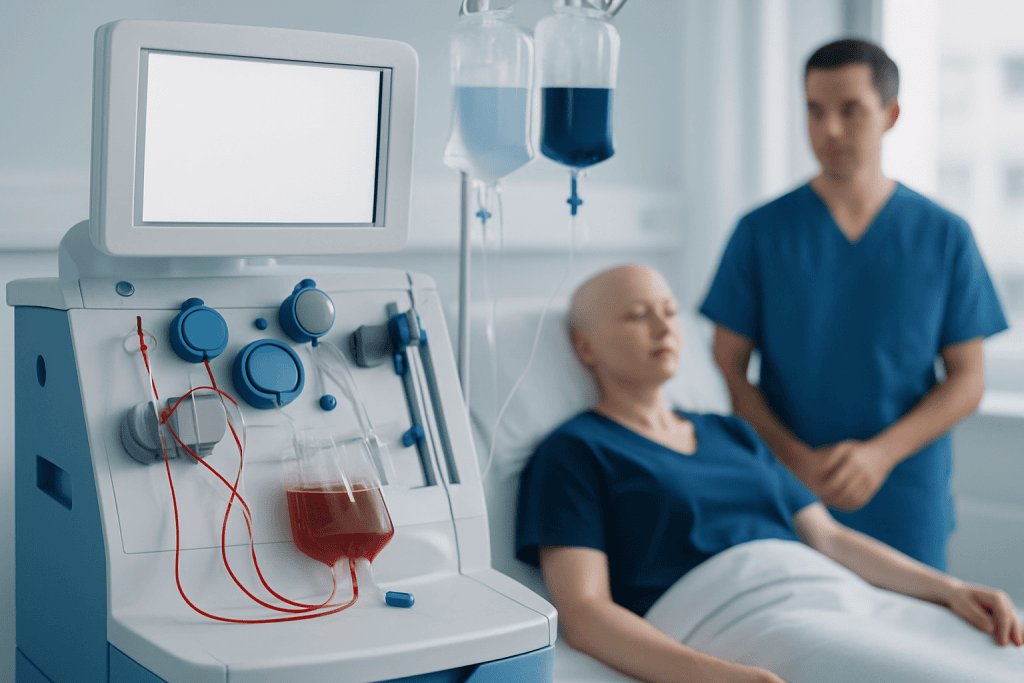 Hemodialysis machine in use at Acibadem Hospital for kidney treatment.