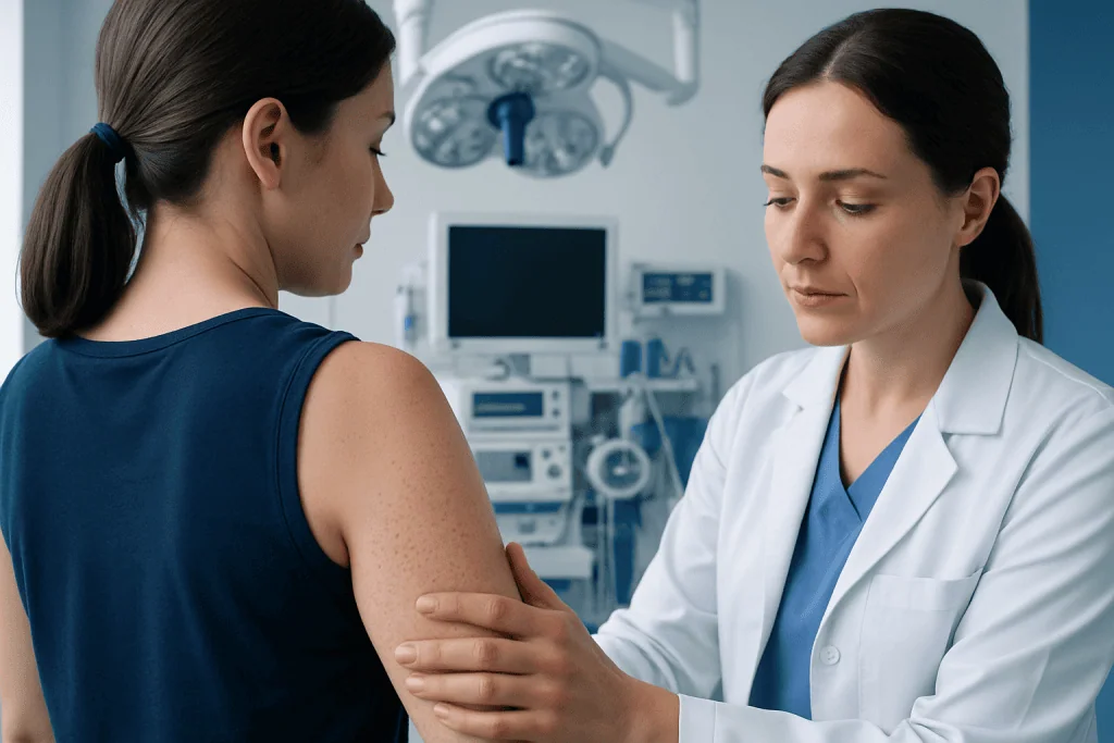 How keratosis pilaris tends to look and feel — bumps on back of arms
