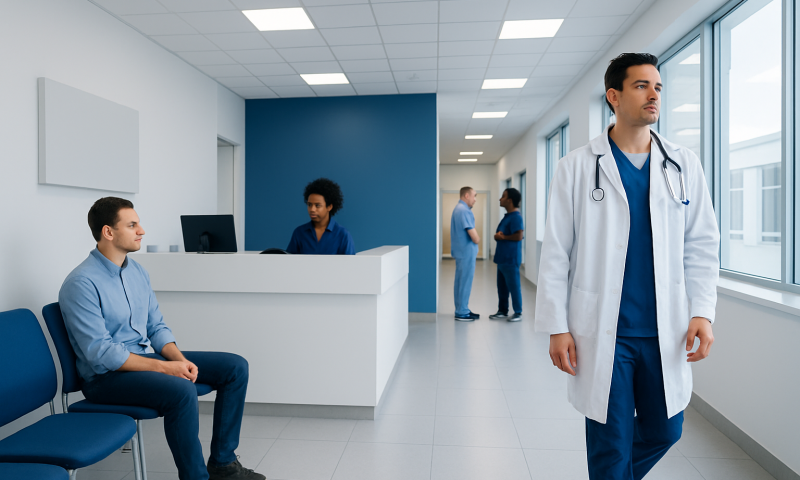 Medical consultation room with doctors and patients at Acibadem Hospitals Group.