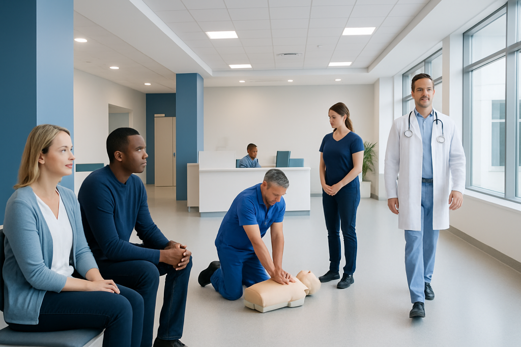 How Much Does It Cost: What Patients Really Pay 1 Medical training session with students and doctor in hospital corridor.