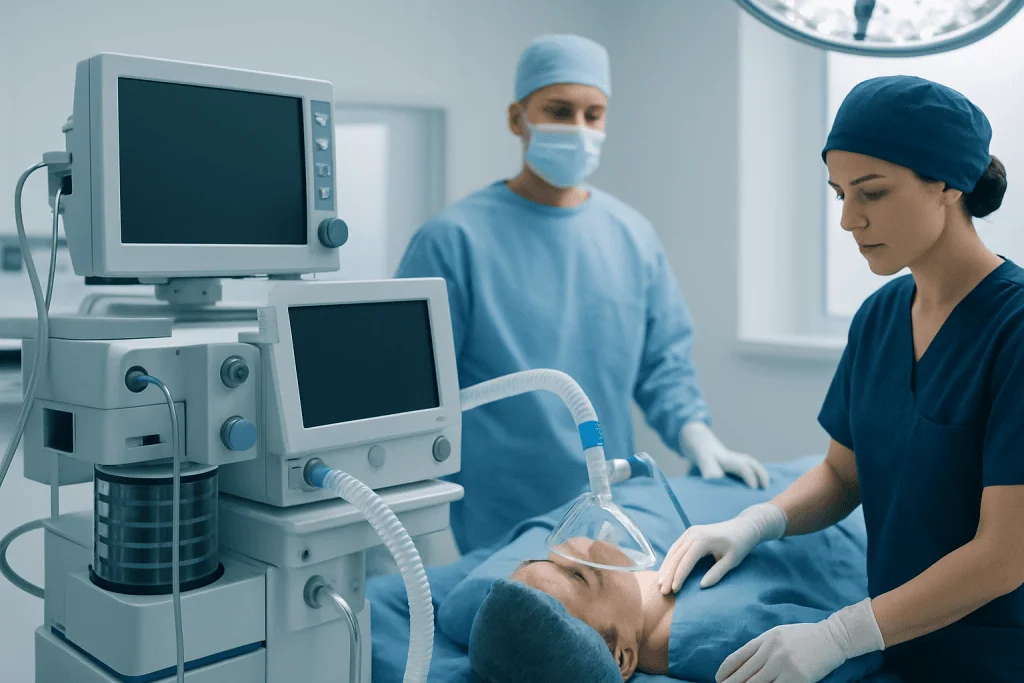 Medical team performing pneumothorax surgery in hospital operating room.