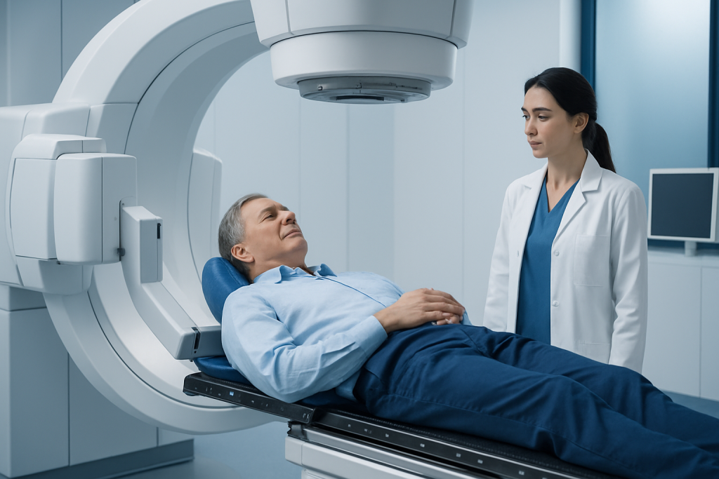 Patient undergoing a medical scan at Acibadem Hospital.
