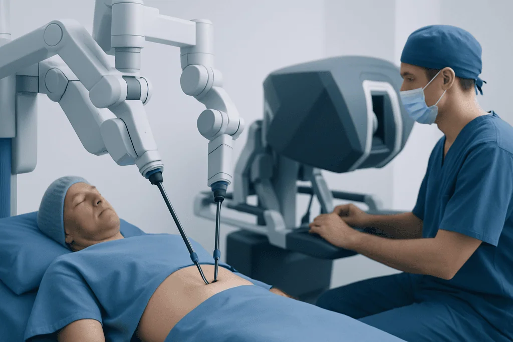 Minimally invasive prostate surgery at Acibadem Hospital with robotic assistance.