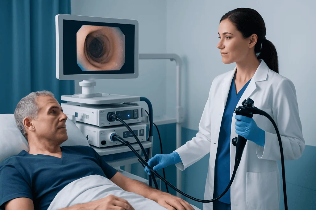 Endoscopy procedure for colon examination at Acibadem Hospital.
