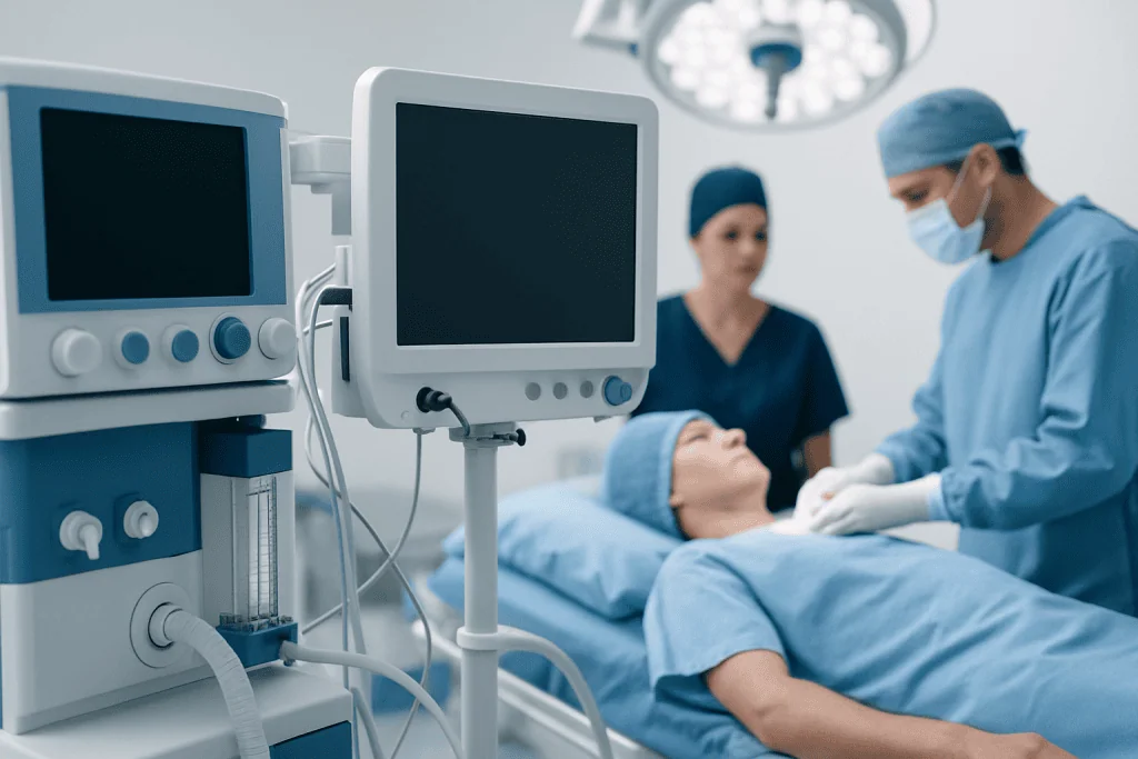 Surgeons preparing for thoracic surgery in a modern hospital operating room.