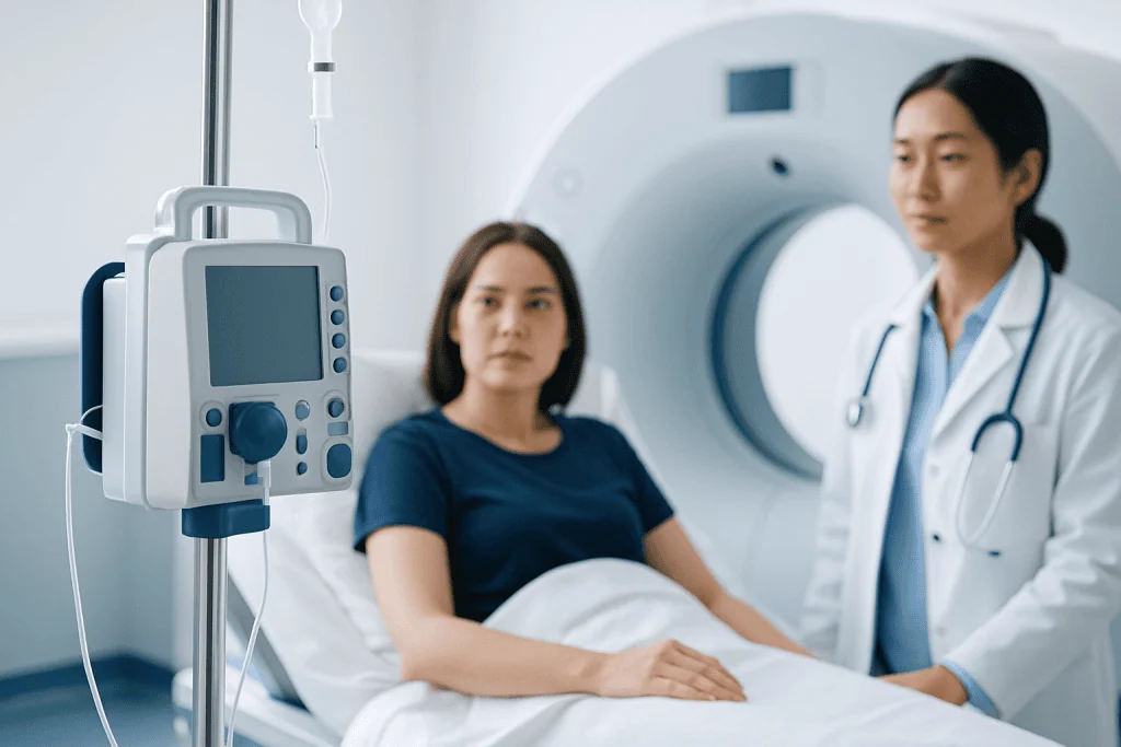 Patient undergoing a CT scan at Acibadem Hospital.