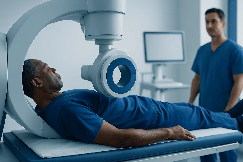Patient undergoing a medical scan at Acibadem Hospital.