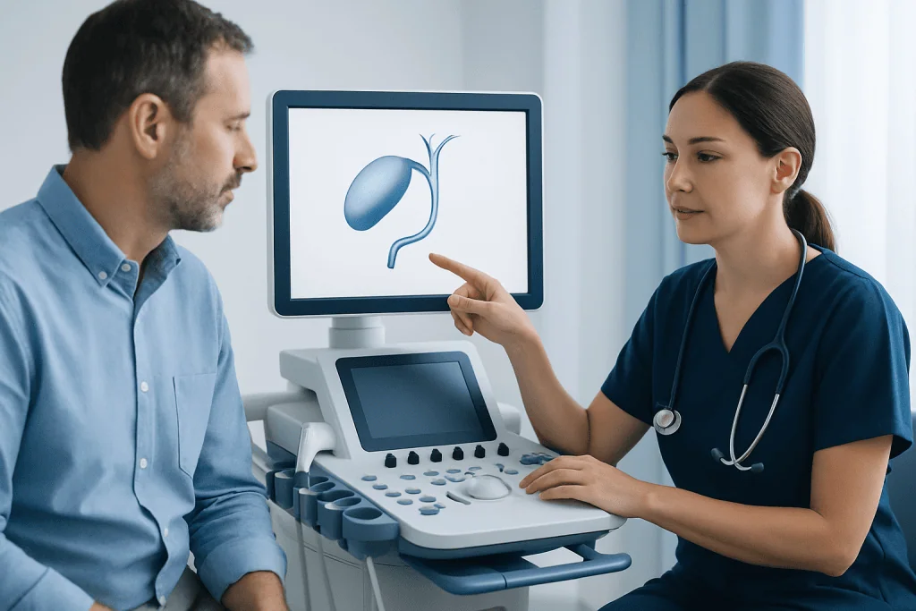 How the gallbladder normally works — contracted gallbladder