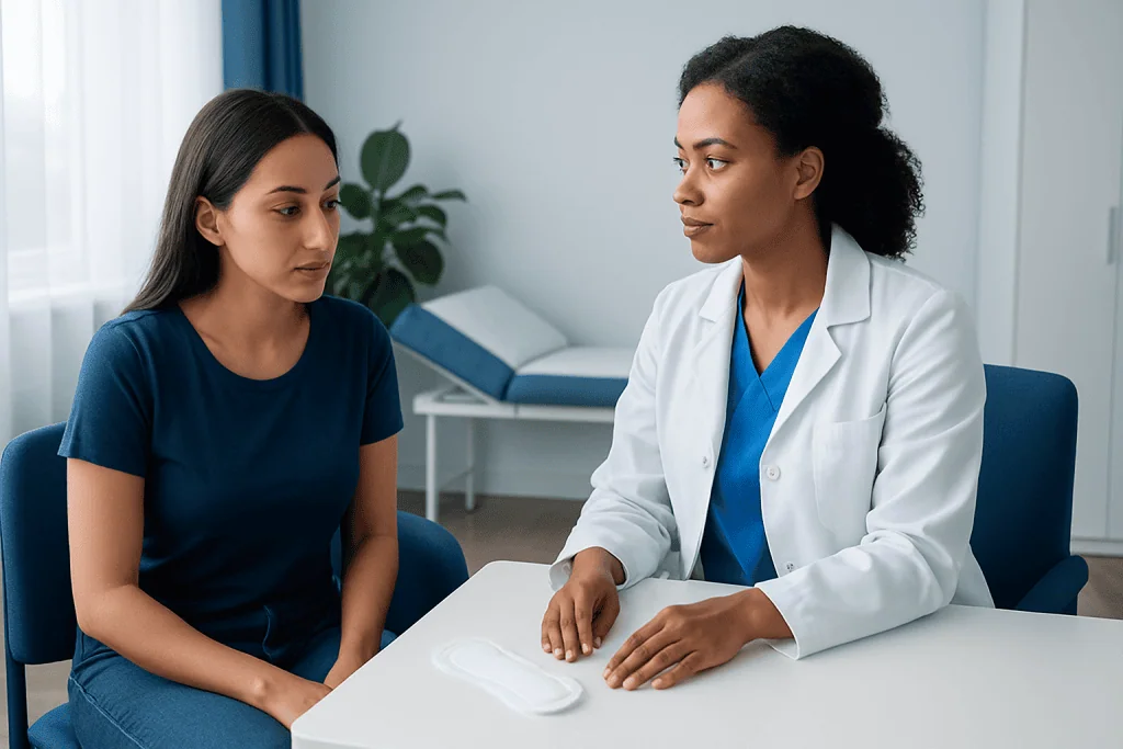 Doctor consulting with a patient in a medical office setting.