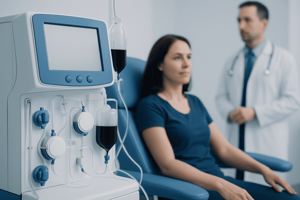 Patient undergoing dialysis treatment at Acibadem Hospital.