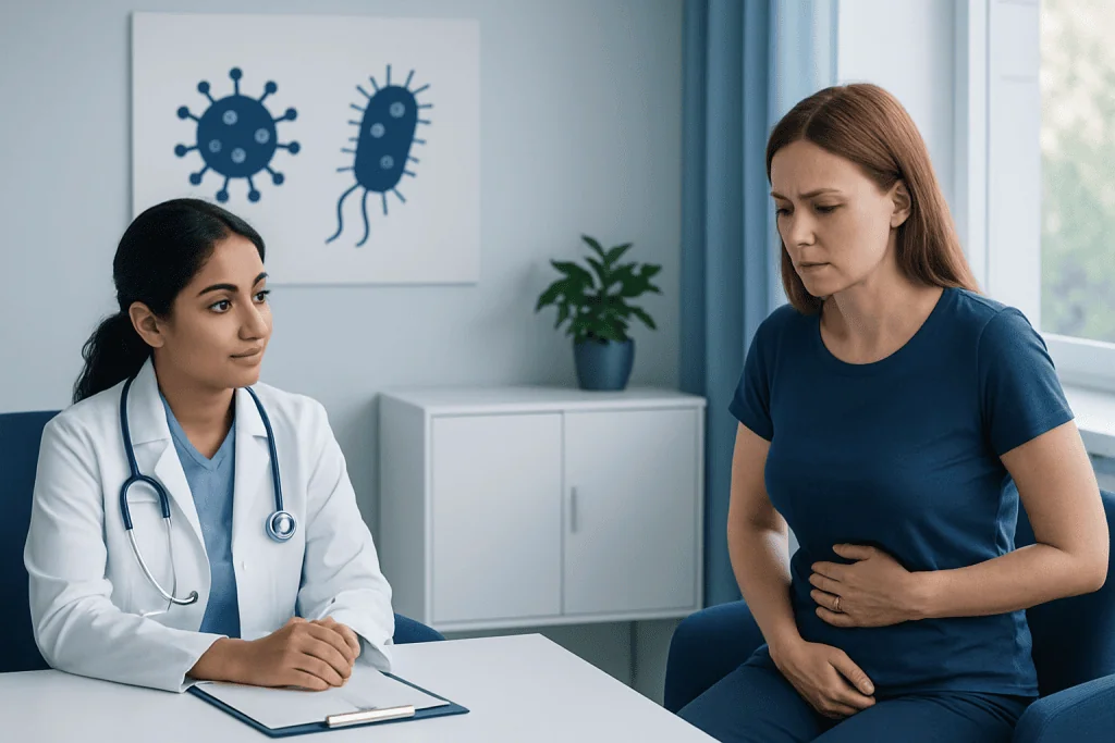 Doctor consulting with a patient about gastrointestinal health.