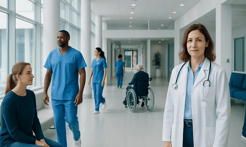 Is Bread Carbs? Here Is What the Evidence Says 7 Healthcare professionals and patients in a modern hospital corridor.