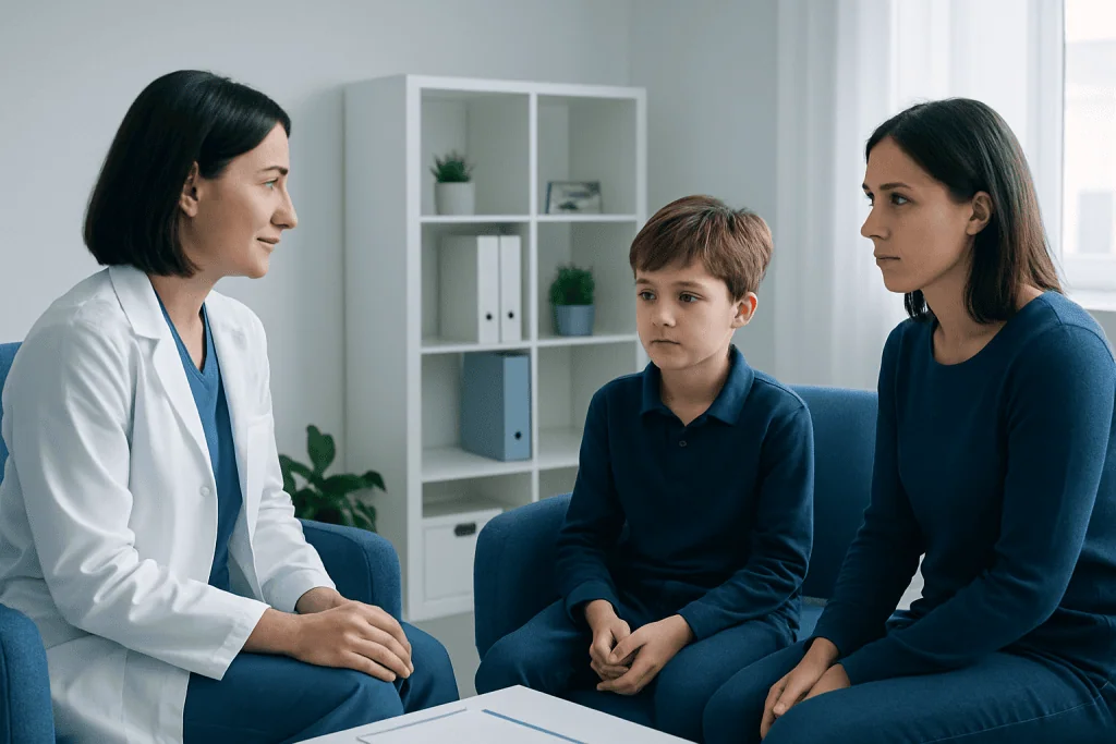 Childhood onset schizophrenia consultation at a hospital.
