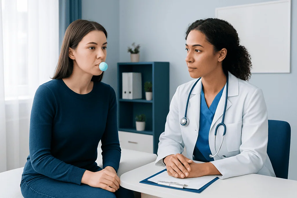 Doctor consulting with a patient in a medical office at Acibadem Hospitals Group.