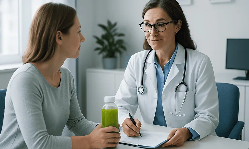 Doctor consulting with a patient about health and wellness.